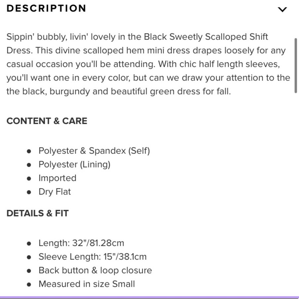 TOBI SWEETLY SCALLOPED BLACK SHIFT DRESS - Picture 5 of 5